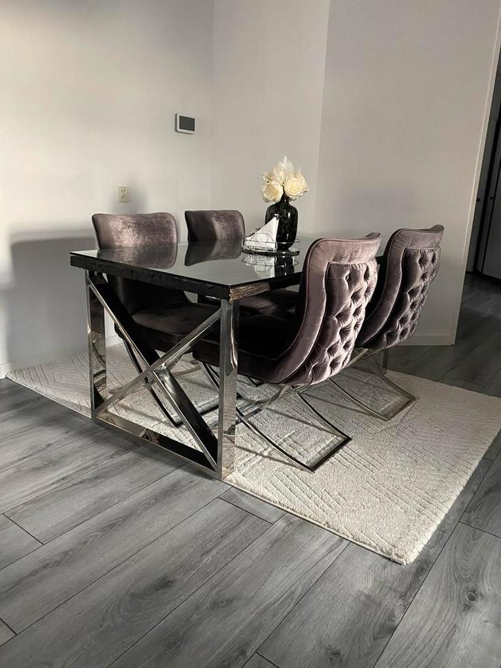 Luxe Salontafel & Eettafel met Stoelen (Zo Goed Als Nieuw), Huis en Inrichting, Complete eetkamers, Zo goed als nieuw, 4 tot 6 stoelen