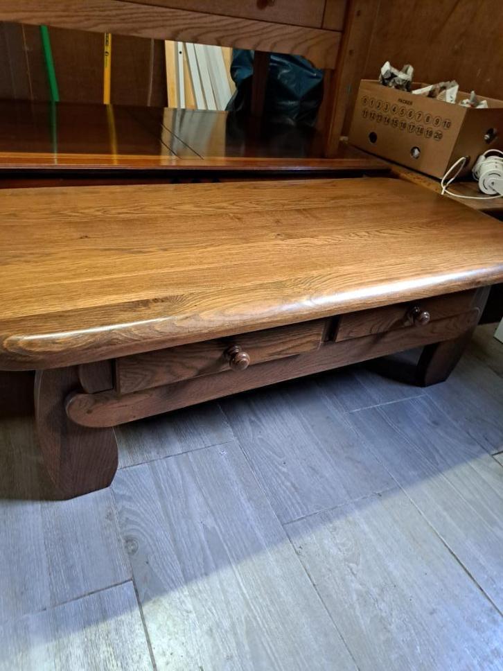 eiken salontafel te koop., Huis en Inrichting, Tafels | Salontafels, Gebruikt, Rechthoekig, Ophalen
