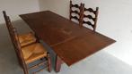Eikenhouten eetkamer eethoek: uitschuiftafel 4 stoelen. S17, Tweedehands verkoop, Tweedehands verkoop, Gebruikt, 200 cm of meer