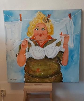 klein prijsje! ESTHER VAN WIJNEN olieverf op doek 100x100