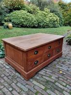 Solide salontafel teakhout veel kleine lades, Huis en Inrichting, Ophalen, Gebruikt, 100 tot 150 cm, Teakhout