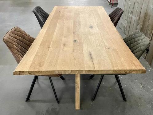 Eiken tafel | Oud Eiken tafelbladen | Boomstam - VOORRAAD, Huis en Inrichting, Tafels | Eettafels, Nieuw, 50 tot 100 cm, Vijf personen of meer