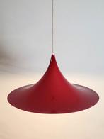 Set van 2 vintage xl Semi of trompet hanglampen in diep rood, Ophalen, Deens design, Mid century Modern, Vintage design, Gebruikt