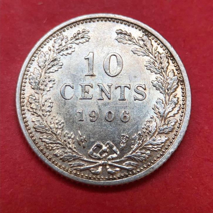 10 cent 1906. Pr/ Unc., Postzegels en Munten, Munten | Nederland, Losse munt, 10 cent, Koningin Wilhelmina, Zilver, Ophalen of Verzenden