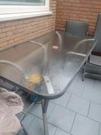Stalen glazen tuinmeubelset, Ophalen of Verzenden, Gebruikt, Rechthoekig, Metaal