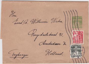 Denemarken envelop/wikkel bijgeplakt 1937 Aarhus - Amsterdam beschikbaar voor biedingen