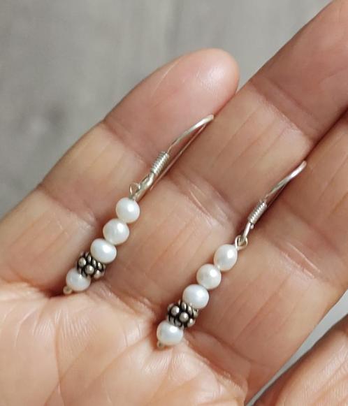 zilveren oorbellen met natuurlijke Parels zilver 925, Sieraden, Tassen en Uiterlijk, Oorbellen, Nieuw, Hangers, Zilver, Wit, Met edelsteen