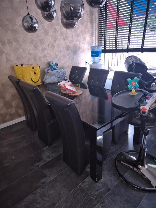 Eettafel hoogglans met 6 stoelen, Huis en Inrichting, Complete eetkamers, Gebruikt, Ophalen