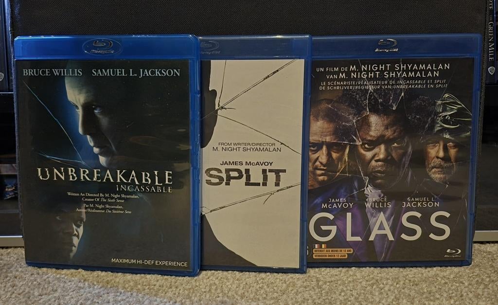 Unbreakable / Split / Glass (bruce willis / 2000-2019), Ophalen of Verzenden, Zo goed als nieuw, Thrillers en Misdaad