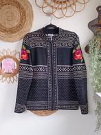 Vintage wollen vest trui Norway Ijslandse 80s noors dale, Kleding | Dames, Truien en Vesten, Maat 38/40 (M), Zwart, Ophalen of Verzenden