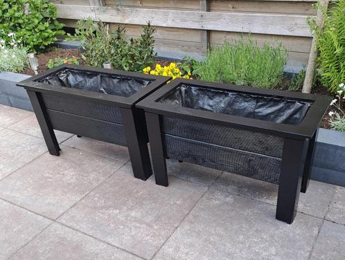 Plantenbakken diep zwart., Tuin en Terras, Bloembakken en Plantenbakken, Zo goed als nieuw, Hout, Binnen, Balkon, Tuin, Minder dan 60 cm