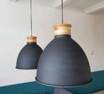 Karwei hanglampen antraciet grijs met hout, 2 stuks hanglamp, Ophalen, Zo goed als nieuw, Hout, Minder dan 50 cm