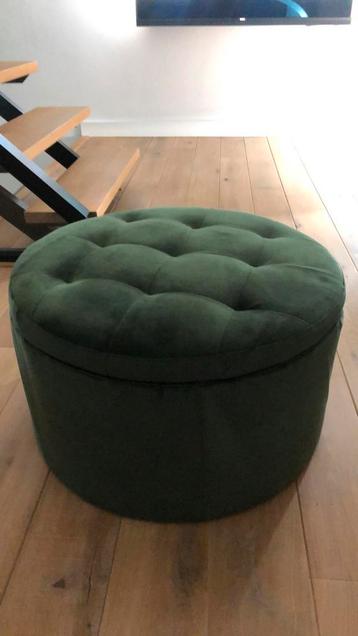 Poef groen velvet met opbergruimte beschikbaar voor biedingen