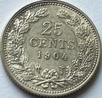 Schitterend kwartje 1904, Ophalen of Verzenden, Koningin Wilhelmina, 25 cent, Zilver