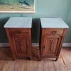 Lucky Vintage set 2 antieke nachtkastjes marmer blad, Antiek en Kunst, Antiek | Meubels | Kasten, Ophalen