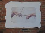 Plaat met detail van Michelangelo's beroemde fresco, Huis en Inrichting, Woonaccessoires | Schilderijen, Tekeningen en Foto's