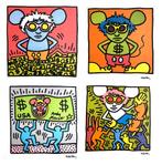 Unieke set (4 Litho+certificaten) Keith Haring “Andy Mouse”, Antiek en Kunst, Kunst | Litho's en Zeefdrukken, Ophalen of Verzenden