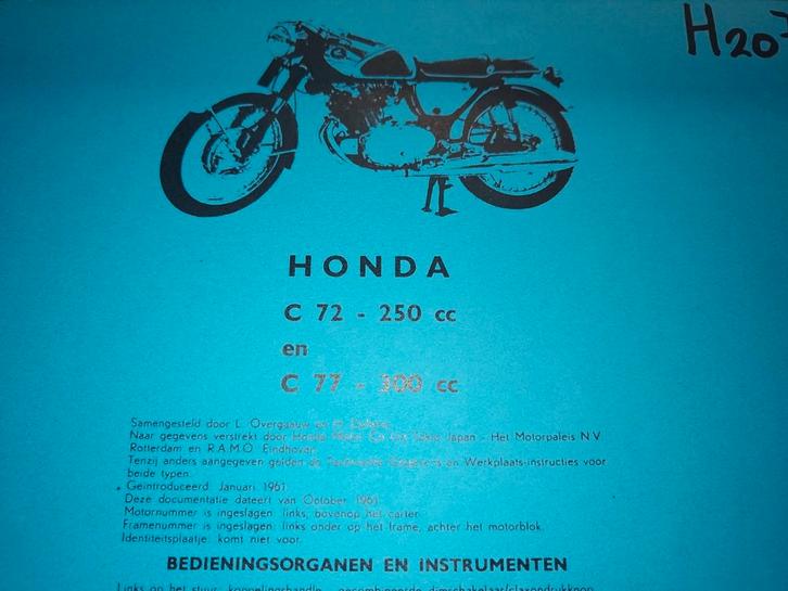 Copy werkplaatshandboek Honda C72 en C77, Motoren, Handleidingen en Instructieboekjes, Honda, Ophalen of Verzenden