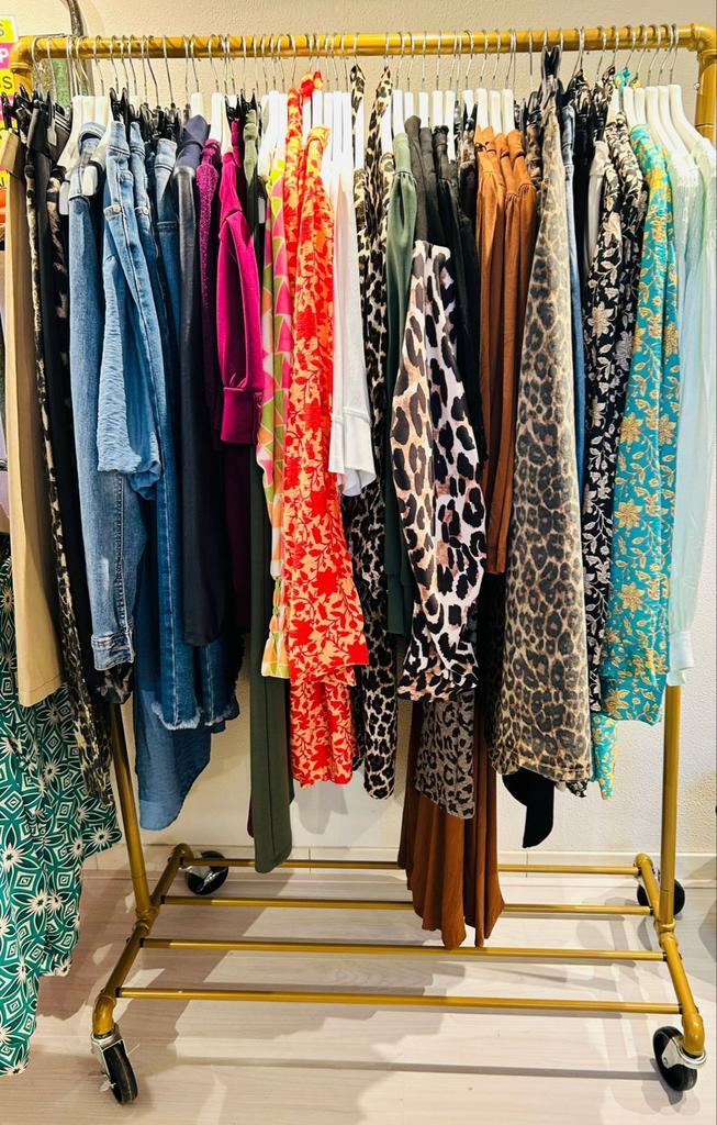 Kledingrek goudkleurig met wielen, Kleding | Dames, Kledingrekken, Gebruikt, Met wielen, Ophalen