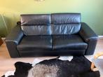 Te koop: Zwarte leren bank, Ophalen, Gebruikt, Rechte bank