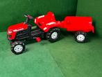 Dolu Traptractor met Aanhanger Rood/Zwart, Kinderen en Baby's, Speelgoed | Buiten | Voertuigen en Loopfietsen, Trapvoertuig, Nieuw