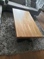 Massief eiken salontafel met 2kruispoten, Huis en Inrichting, Tafels | Salontafels, Ophalen, 100 tot 150 cm, Eikenhout, 50 tot 100 cm