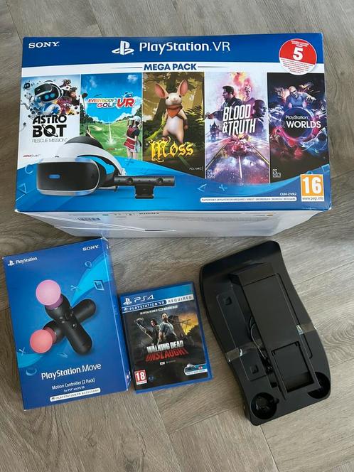 Sony Playstation VR bril,2 motion controllers,game,houder, Spelcomputers en Games, Virtual Reality, Zo goed als nieuw, Sony PlayStation