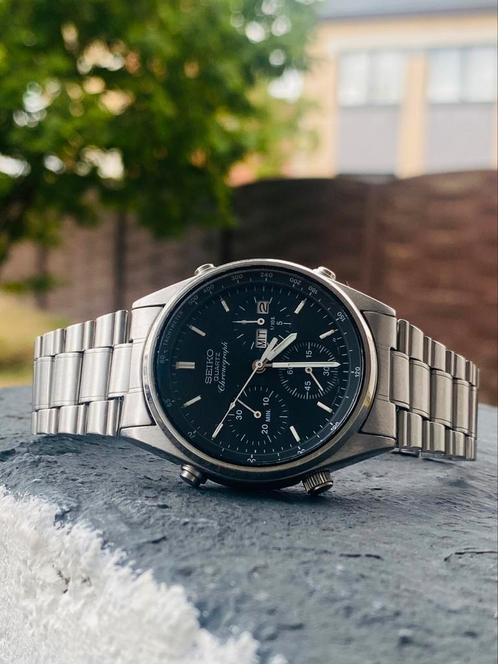 Seiko Speedmaster Chrono Quartz Bleu Dial, Sieraden, Tassen en Uiterlijk, Horloges | Heren, Zo goed als nieuw, Seiko, Staal, Ophalen of Verzenden