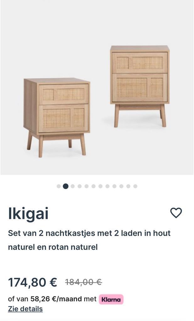 Nieuw Nachtkastjes (2) rotan | Klast home, Huis en Inrichting, Slaapkamer | Nachtkastjes, Ophalen of Verzenden