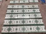 15 antieke randtegels blauwgroen decor 15 x7,5cm, 2,25 meter, Ophalen