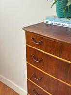 Vintage ladekast noten hout messing jaren 50/60/70 Deens, Huis en Inrichting, Kasten | Ladekasten, Ophalen, Gebruikt, 5 laden of meer