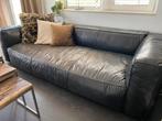 Loungebank rundleder zwart, Huis en Inrichting, Ophalen, 250 tot 300 cm, Gebruikt, Stoere vintage look