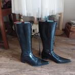 Zwarte leren hoge laarzen, maat 37, Kleding | Dames, Schoenen, Hoge laarzen, Verzenden, Zwart, Franco Russo Napoli