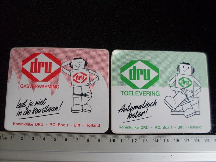 2x sticker dru logo gasverwarming toelevering ulft, Verzamelen, Stickers, Zo goed als nieuw, Bedrijf of Vereniging, Verzenden