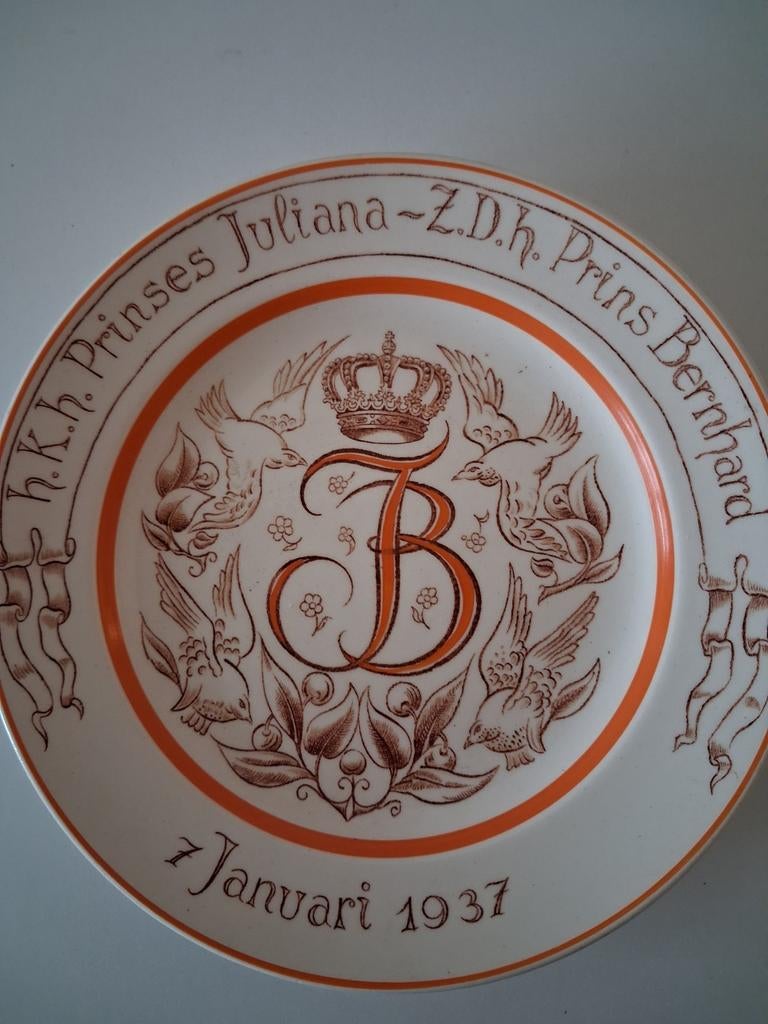 Wandbord Juliana en Bernhard 1937, Antiek en Kunst, Ophalen of Verzenden