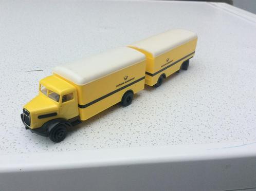 Albedo MAN postwagen met aanhanger Deutsche Bundespost LEZEN, Hobby en Vrije tijd, Modeltreinen | H0, Overige merken, Ophalen of Verzenden