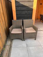 2 wicker tuinstoeltjes incl kussentjes, Tuin en Terras, Gebruikt, Wicker, Stoel, Ophalen