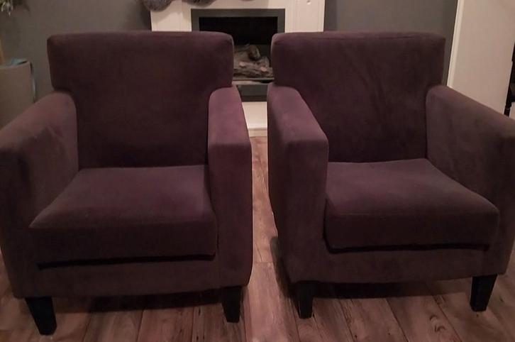 Mooie bruine fauteuils (set van 2), Huis en Inrichting, Fauteuils, Gebruikt, Stof, Minder dan 50 cm, Minder dan 75 cm, Ophalen of Verzenden