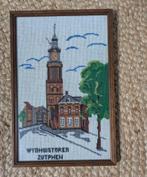 Vintage geborduurd schilderij Wijnhuistoren Zutphen, Minder dan 50 cm, Ophalen of Verzenden, Zo goed als nieuw, Schilderij