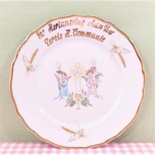 Vintage Eerste Communie bordje Bavaria porselein ontbijtbord, Verzamelen, Religie, Zo goed als nieuw, Christendom | Katholiek