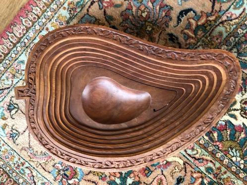 Uniek handgesneden houten kunstobject / schaal, Antiek en Kunst, Kunst | Beelden en Houtsnijwerken, Ophalen of Verzenden