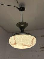 Art deco hanglamp, antieke lamp glazen kap, Ophalen