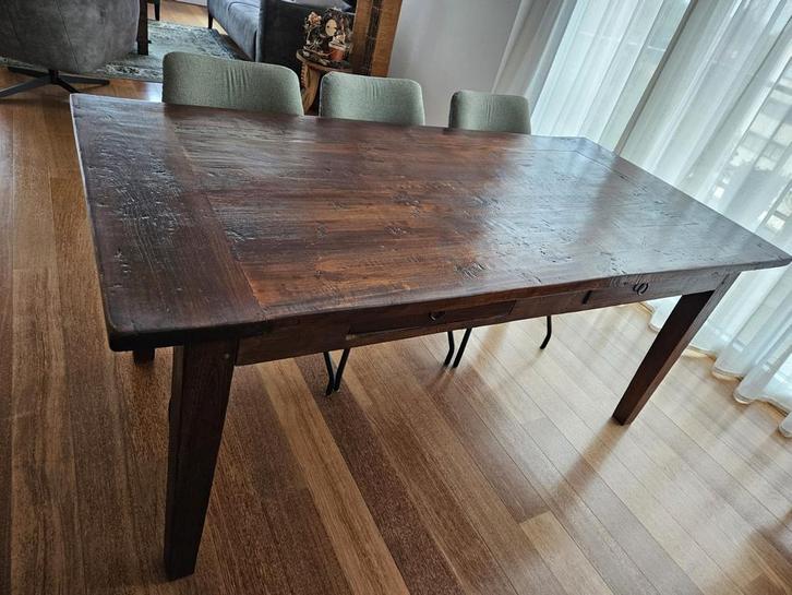Hardhouten eettafel Indonesië, Huis en Inrichting, Tafels | Eettafels, Gebruikt, 50 tot 100 cm, 150 tot 200 cm, Rechthoekig, Ophalen