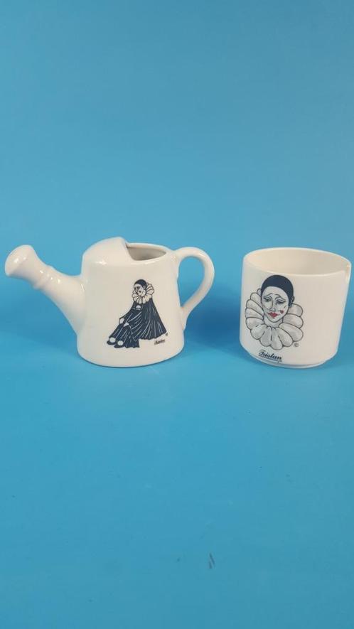 Vintage suikerpot en melkkan roomstel Pierrot uit 1980. 2A8, Huis en Inrichting, Keuken | Servies, Gebruikt, Overige typen, Overige stijlen