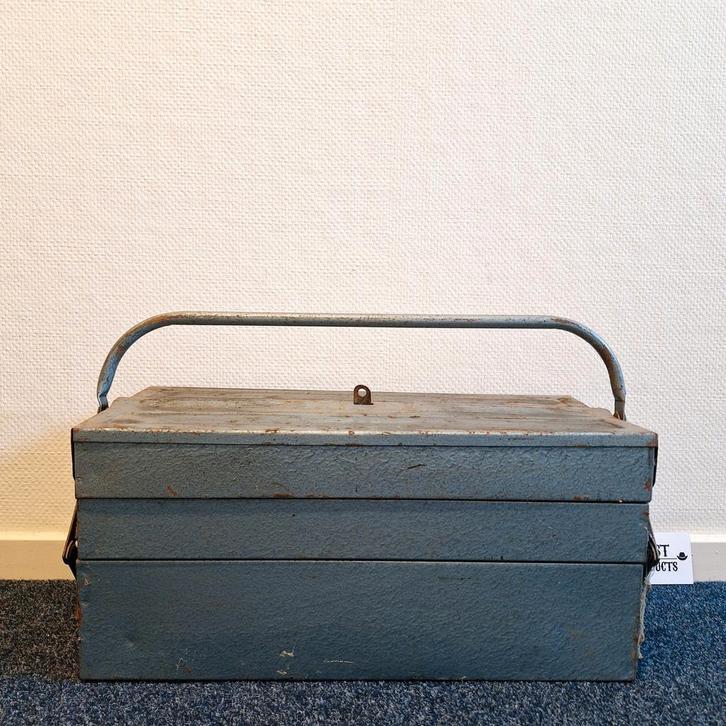 Vintage Gereedschapskist/Transportkoffer | Metaal | Grijs, Auto diversen, Autogereedschap, Gebruikt, Ophalen of Verzenden