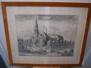 Amsterdam 4 ant. gravures Kerken; Oude, Zuider,Wester, Nieuw beschikbaar voor biedingen