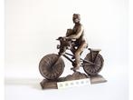 Nieuw brons beeld man vader met kind op fiets., Antiek en Kunst, Ophalen of Verzenden