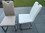 6 eetkamerstoelen, Huis en Inrichting, Stoelen, Ophalen, Wit, Leer, Zo goed als nieuw