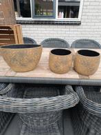 Gouden Bloempotten Set - Intratuin, Tuin en Terras, Bloempotten, Ophalen, Rond, Tuin, Zo goed als nieuw