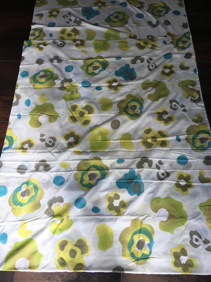 Gordijnen inbetween wit petrol Groen lime + grote coupon, Hobby en Vrije tijd, Stoffen en Lappen, Zo goed als nieuw, Katoen, 120 cm of meer